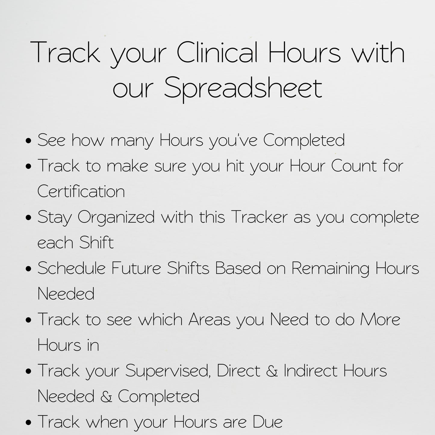 Clinical Hours Tracker Template Excel Spreadsheet and Google Sheets