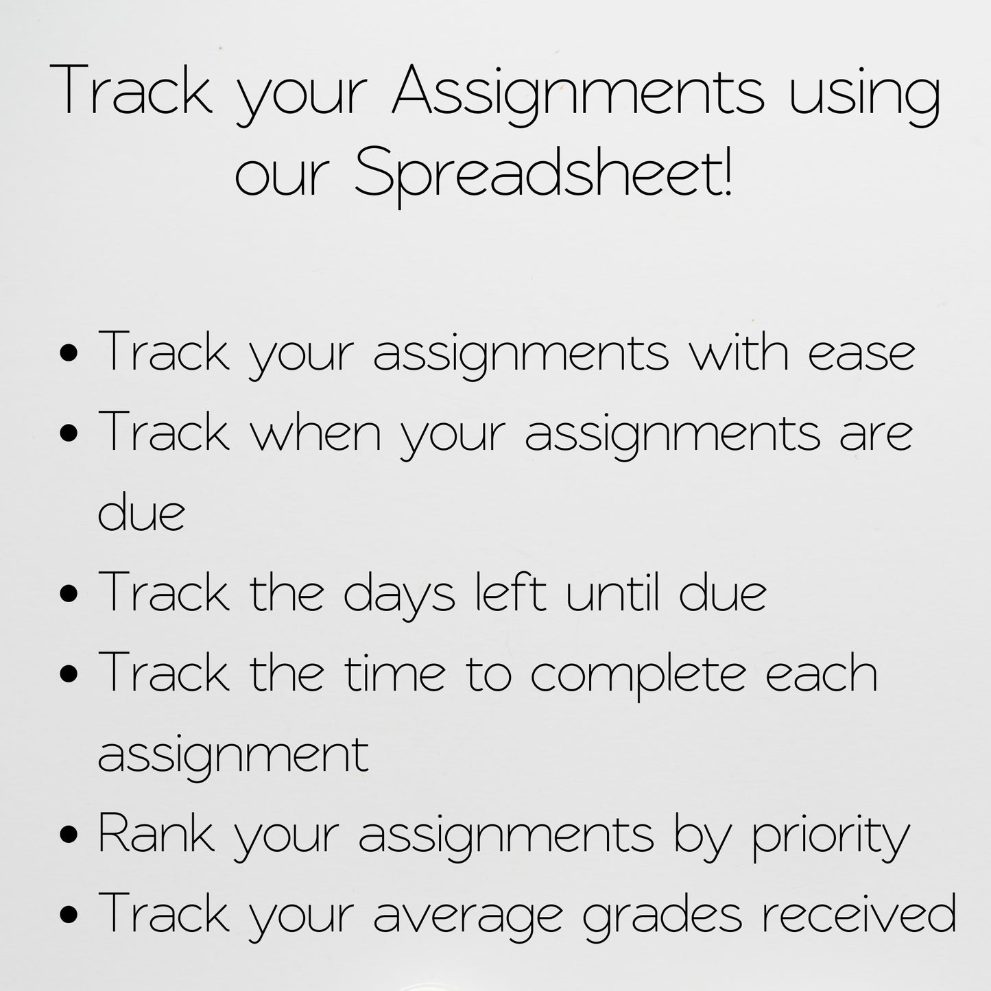 Assignment Tracker Template Google Sheet and Excel Spreadsheet