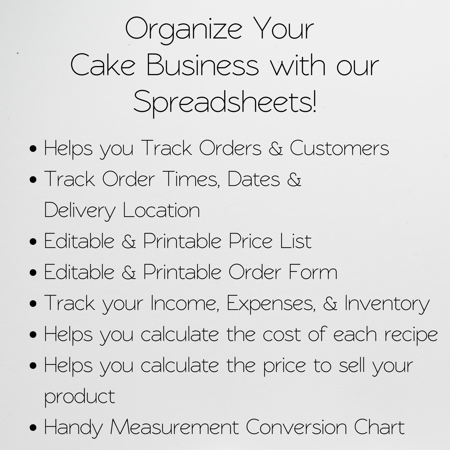 Cake Business Template Bundle Google Sheet and Excel Spreadsheet