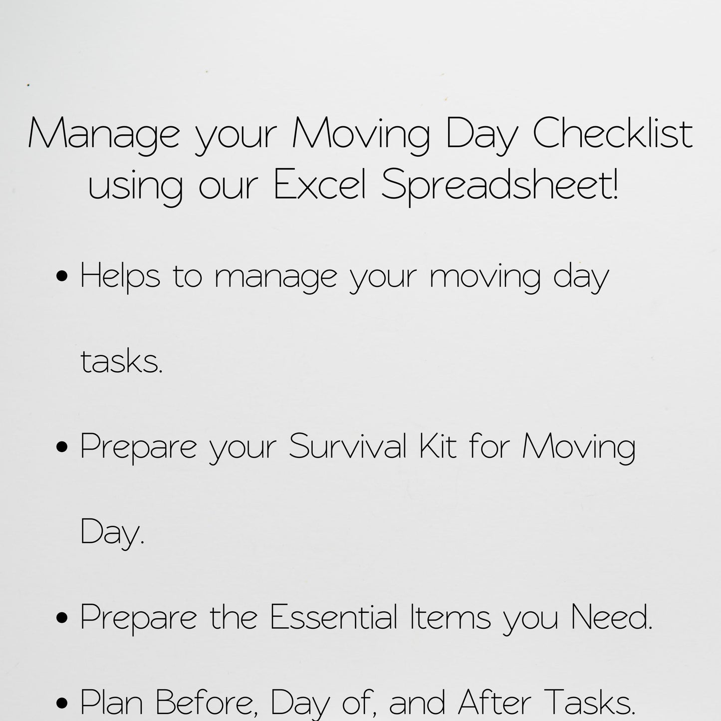 Moving Day Checklist Google Sheet and Excel Spreadsheet