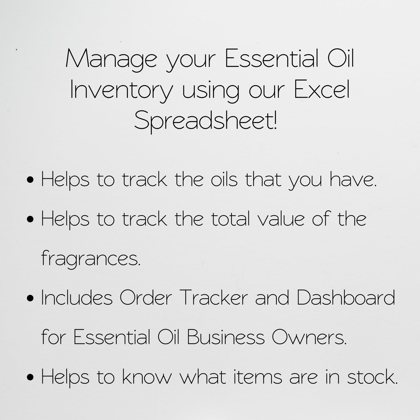 Essential Oil Inventory Tracker Template Google Sheet and Excel Spreadsheet