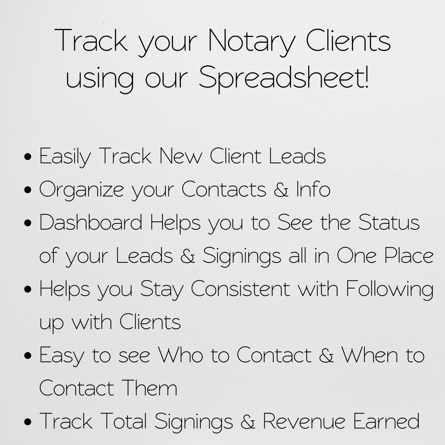 Notary CRM Template for Google Sheets and Excel Spreadsheet: Lead Tracker