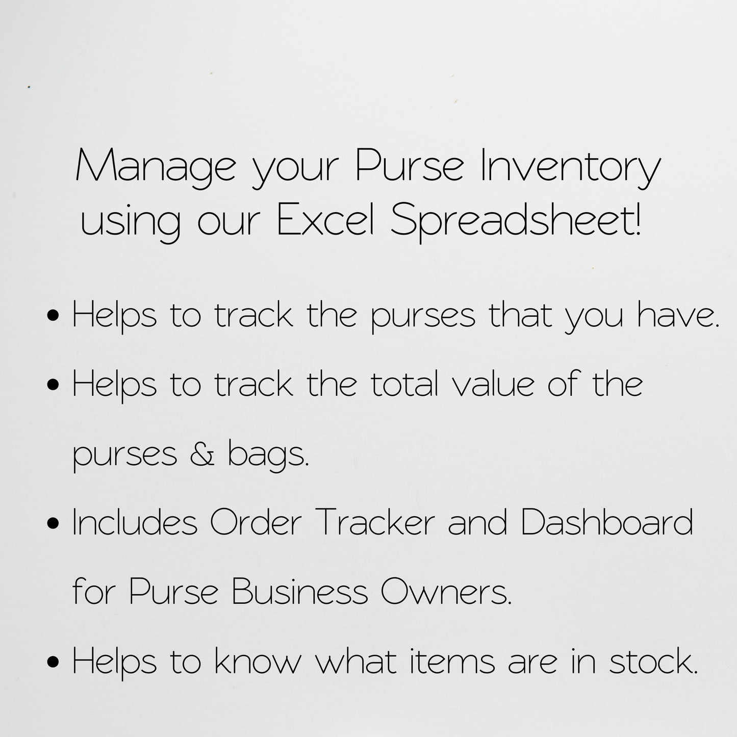 Purse Inventory Tracker Google Sheets