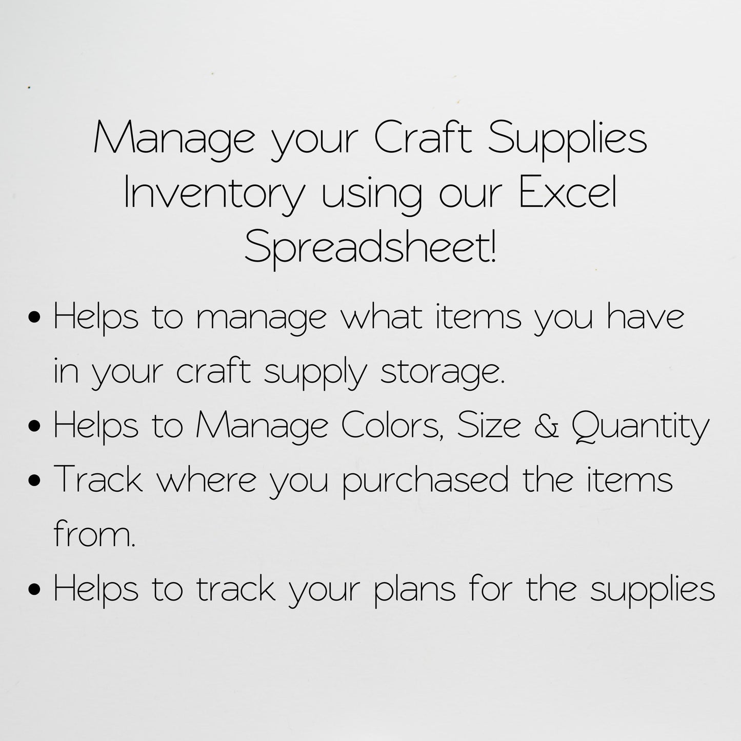 Craft Supplies Inventory Tracker Google Sheet