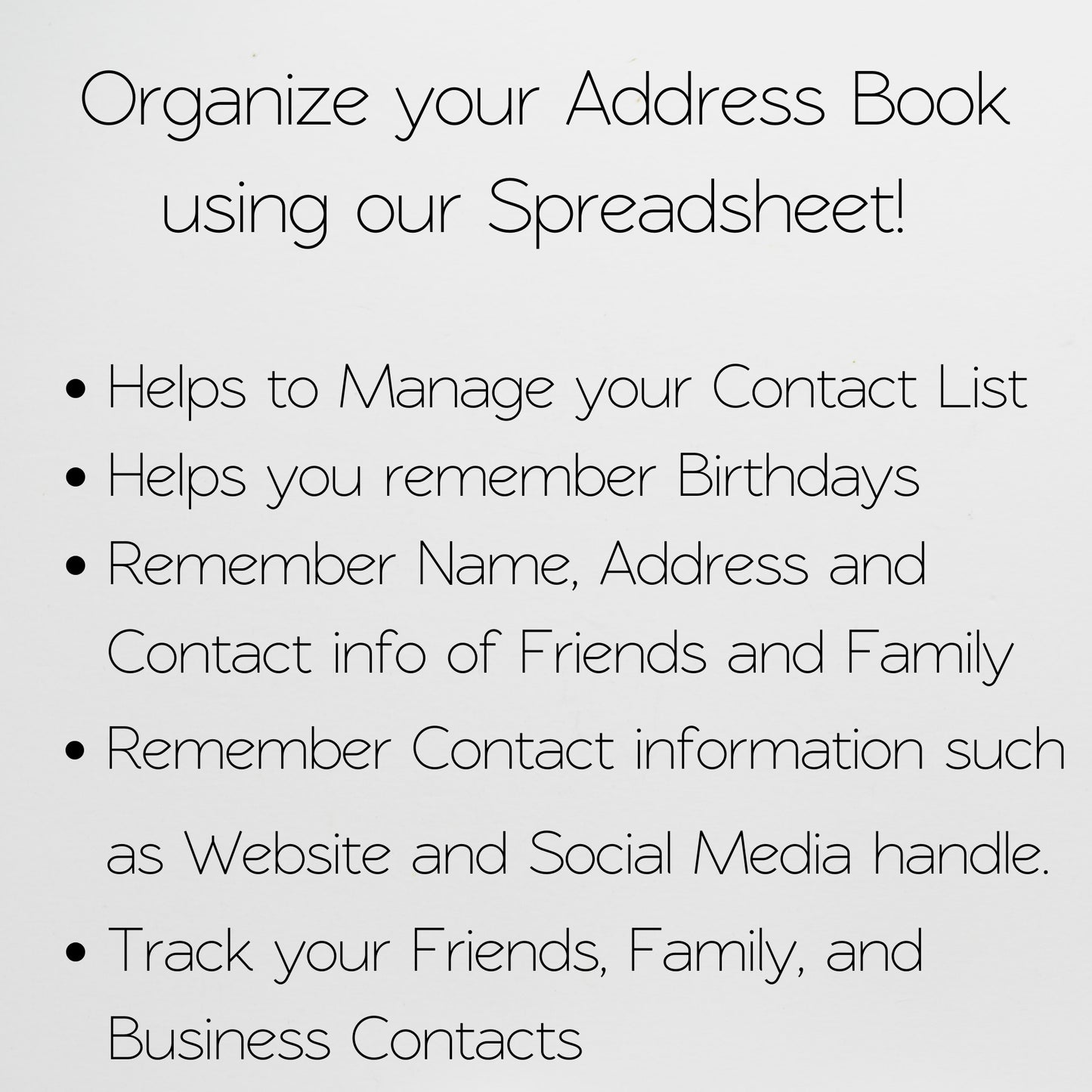 Address Book Google Sheet and Excel Spreadsheet