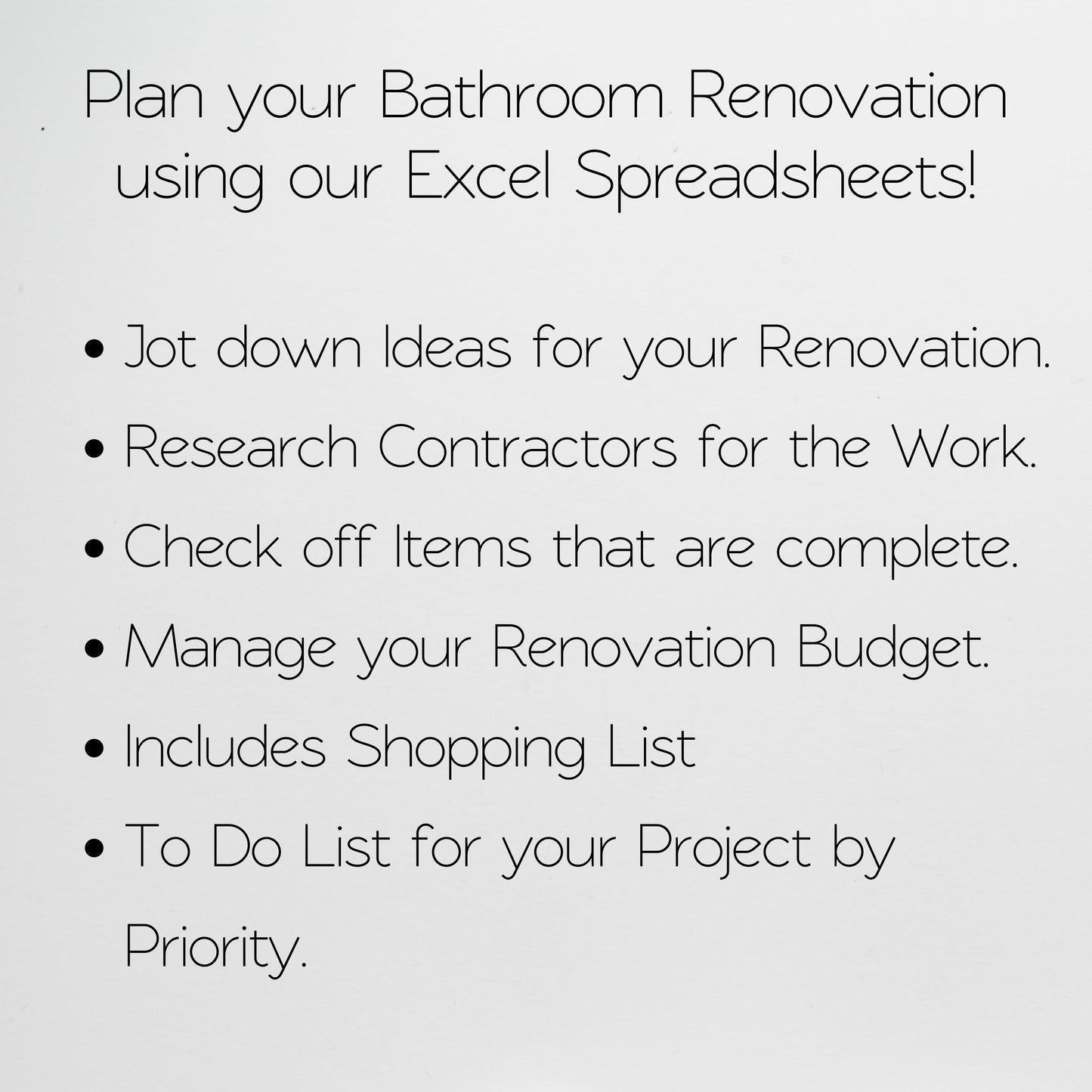 Bathroom Renovation Planner Google Sheet