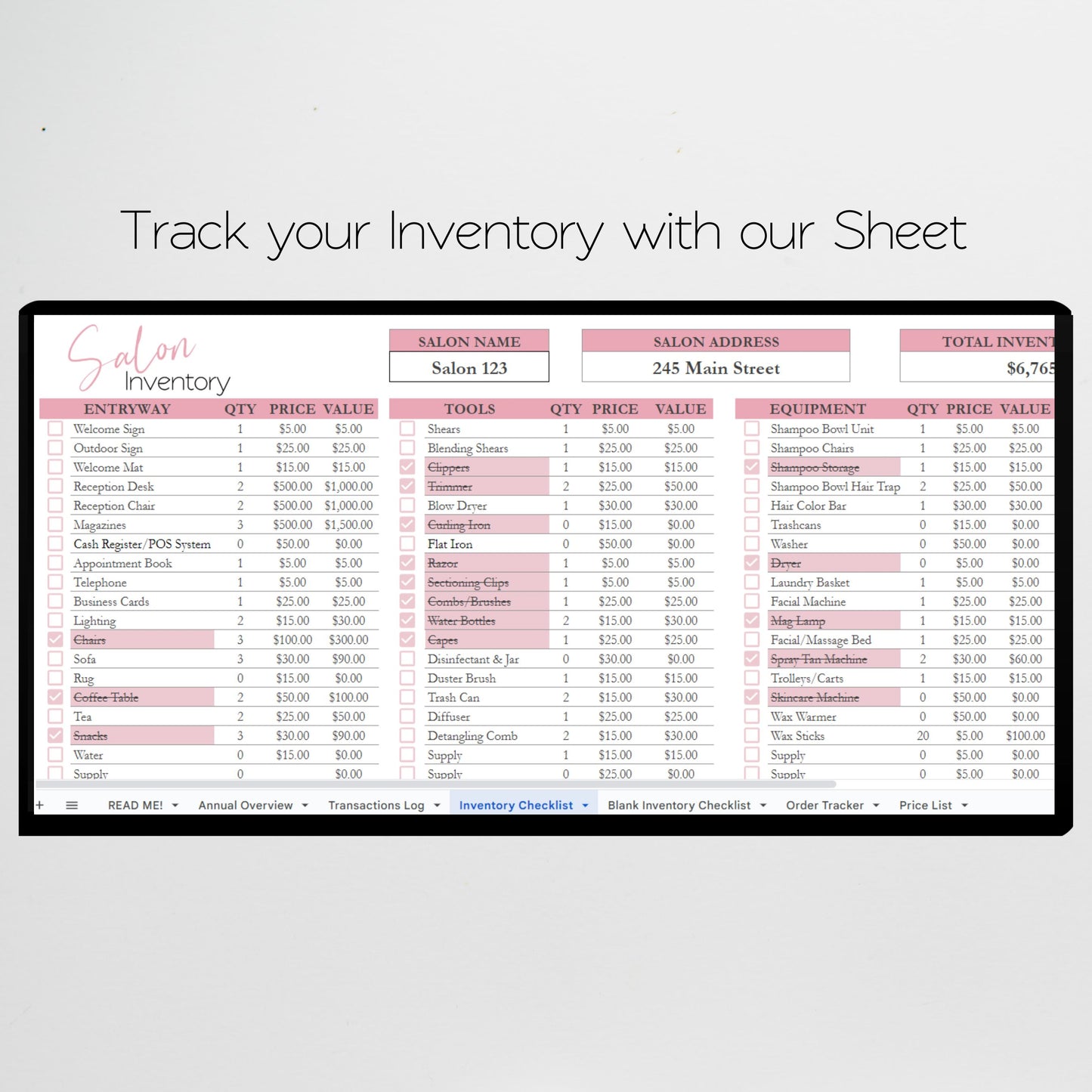 Salon Business Planner Bundle Google Sheet and Excel Spreadsheet