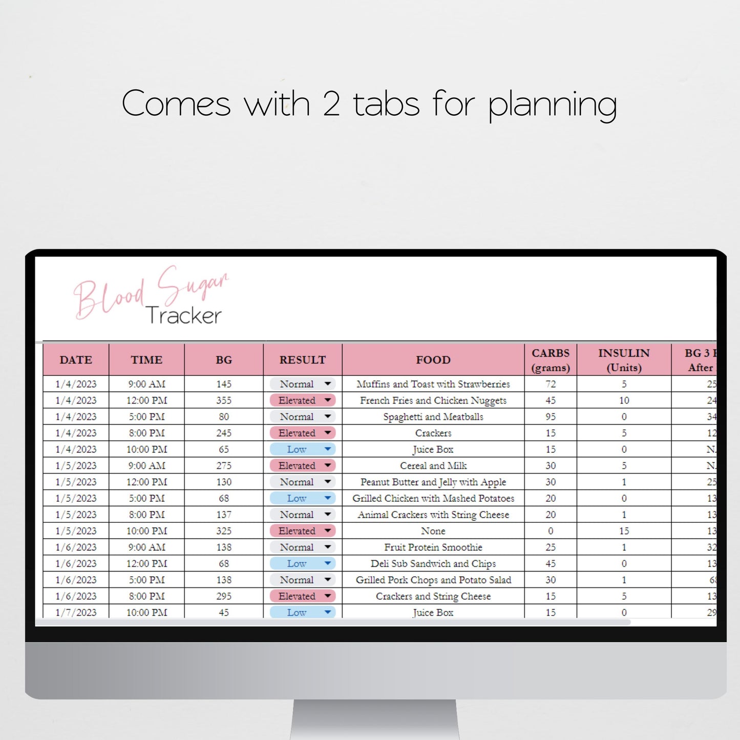 Blood Sugar Tracker Google Sheet