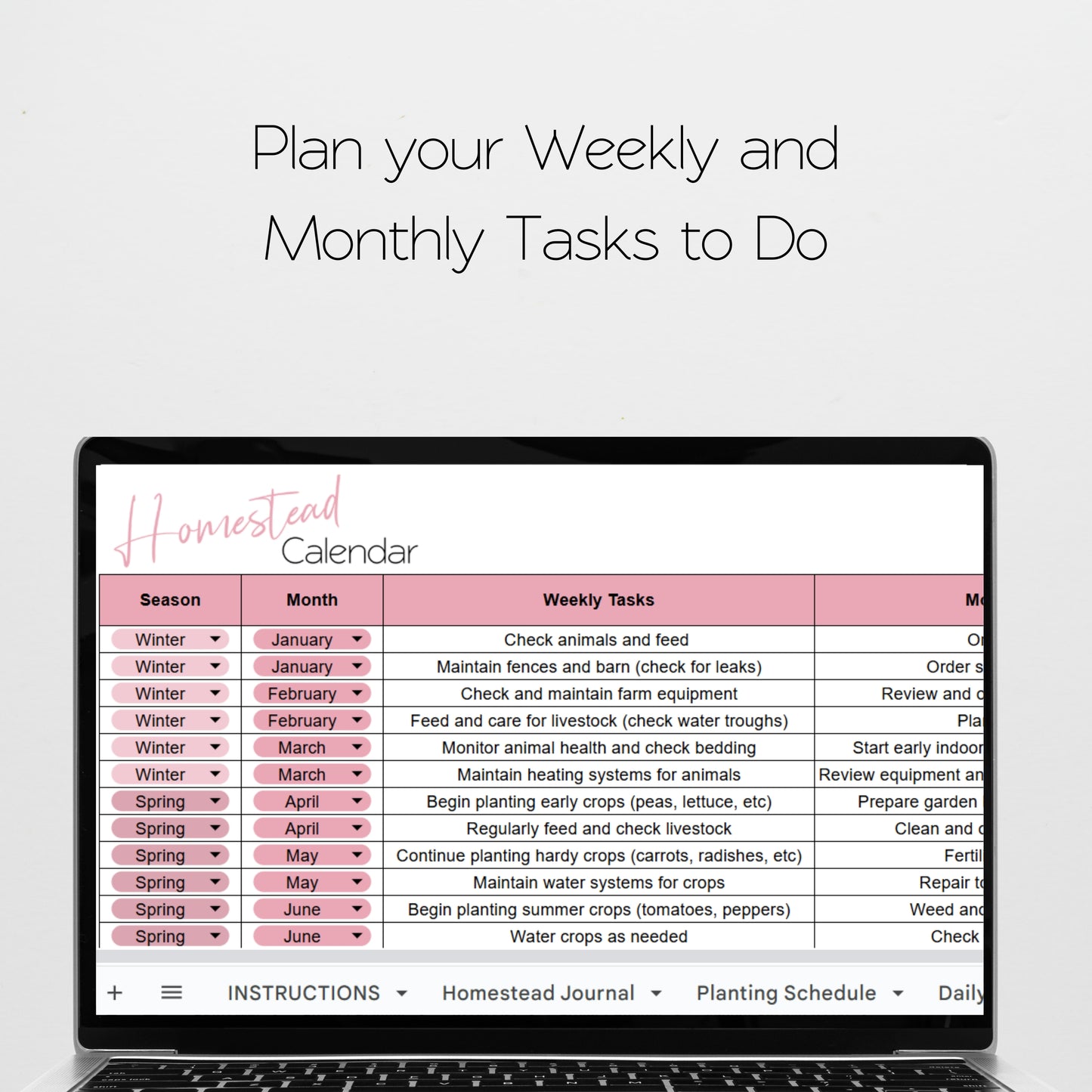 Homestead Planner Template Google Sheet and Excel Spreadsheet