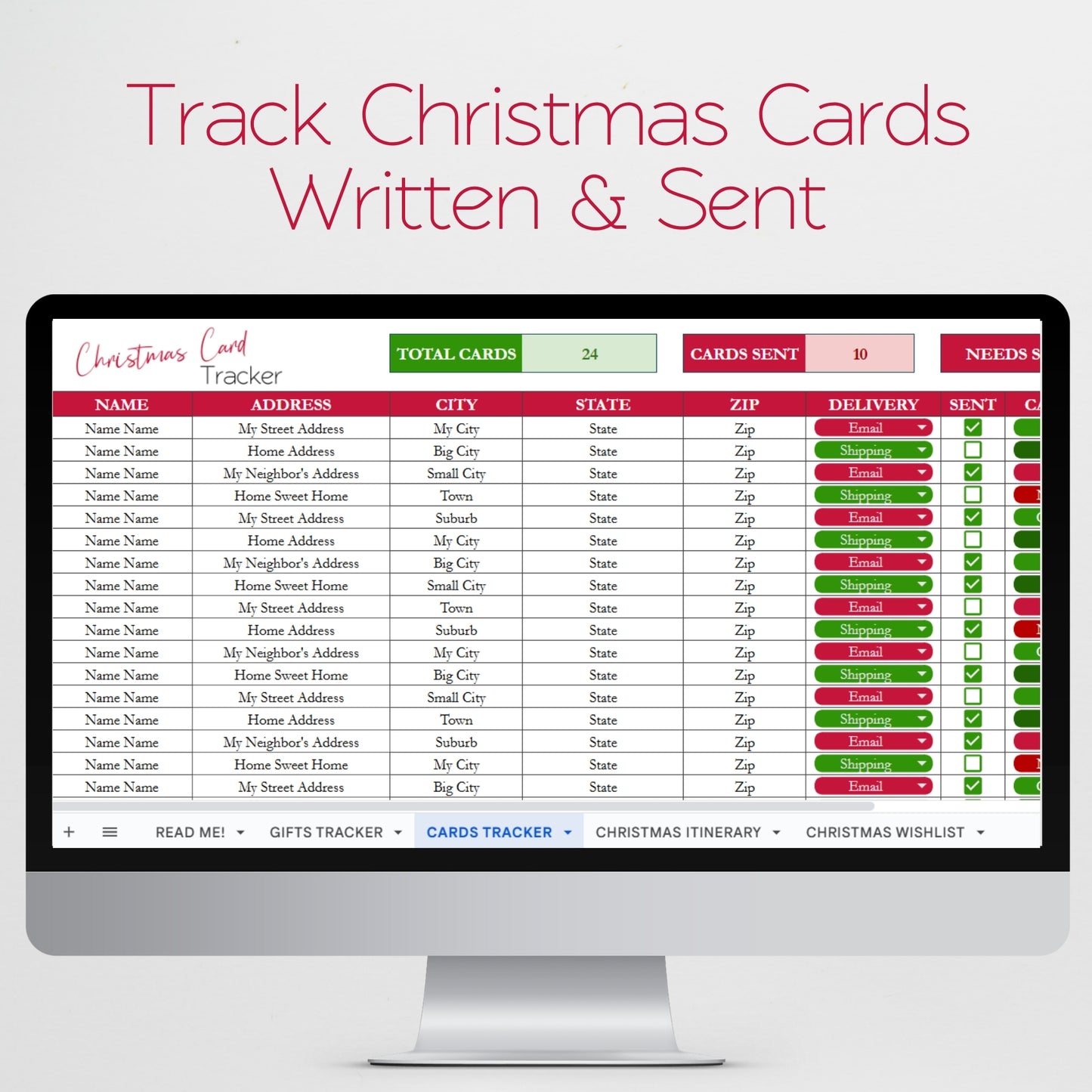Christmas Gift Tracker Excel Spreadsheet, Holiday Budget Planner,