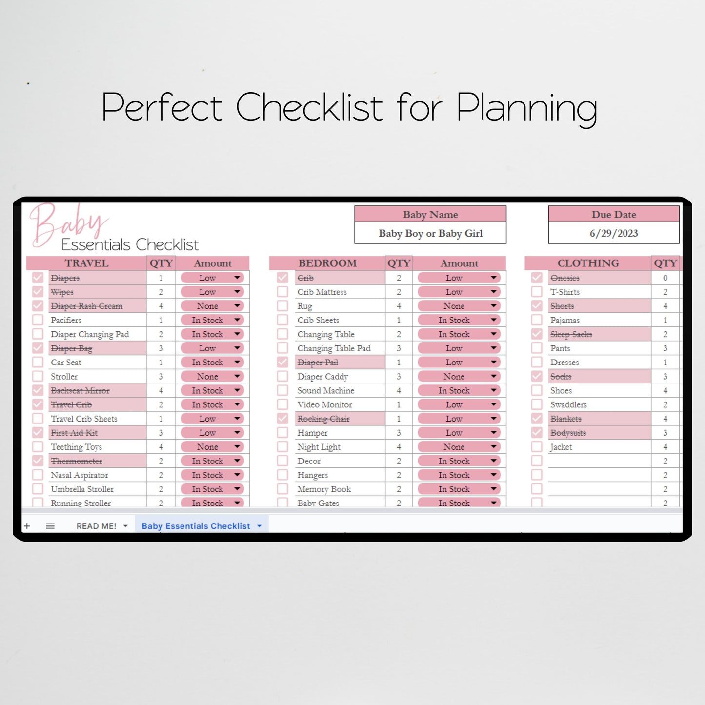 Baby Essentials Checklist Google Sheet