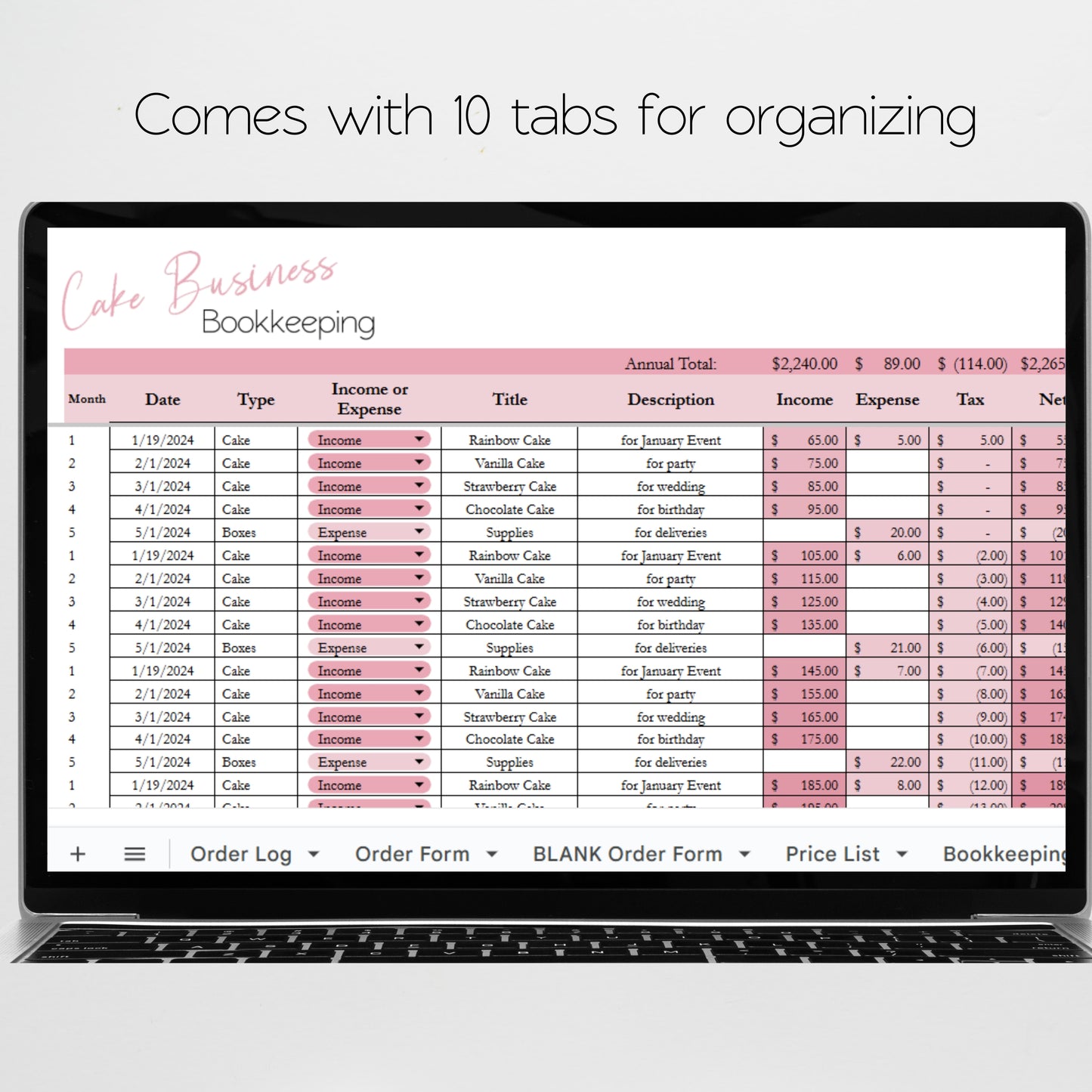 Cake Business Template Bundle Google Sheet and Excel Spreadsheet