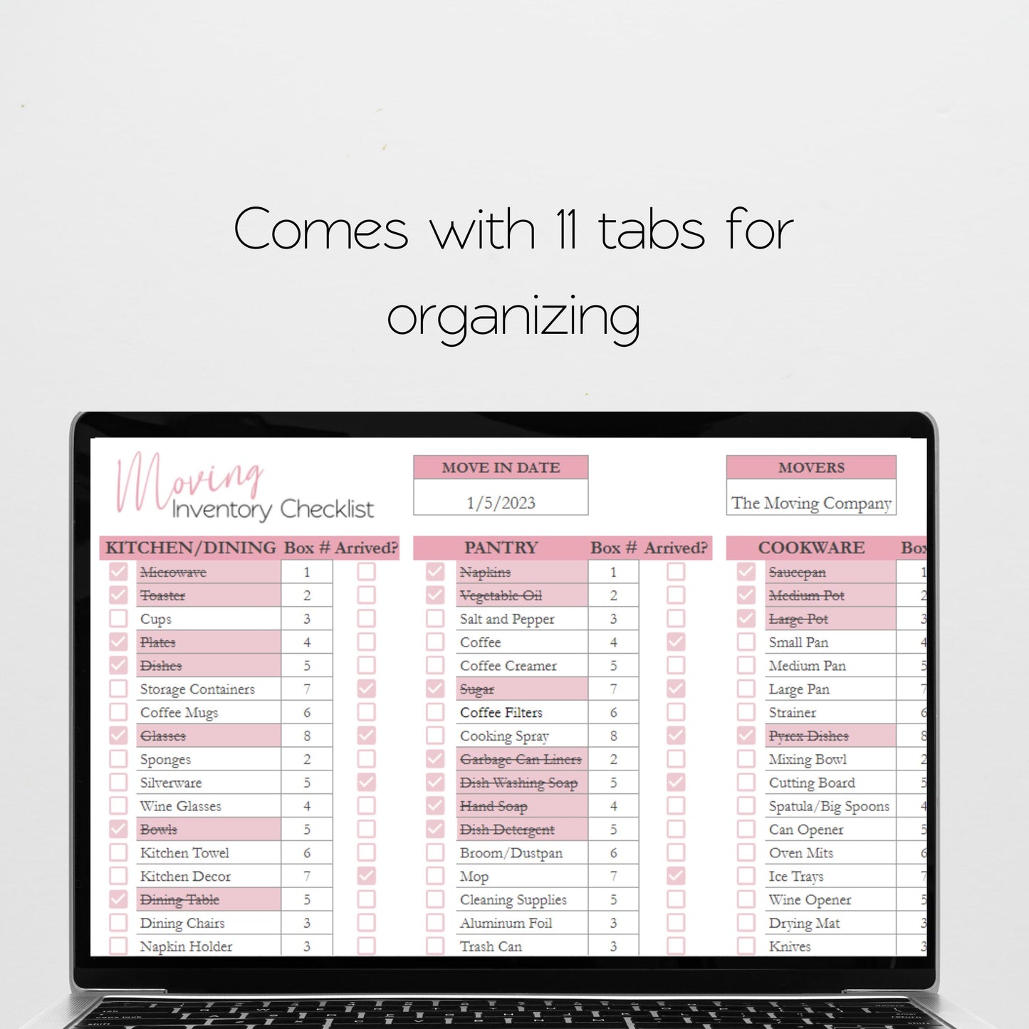 Home Moving Planner Bundle Google Sheet and Excel Spreadsheet