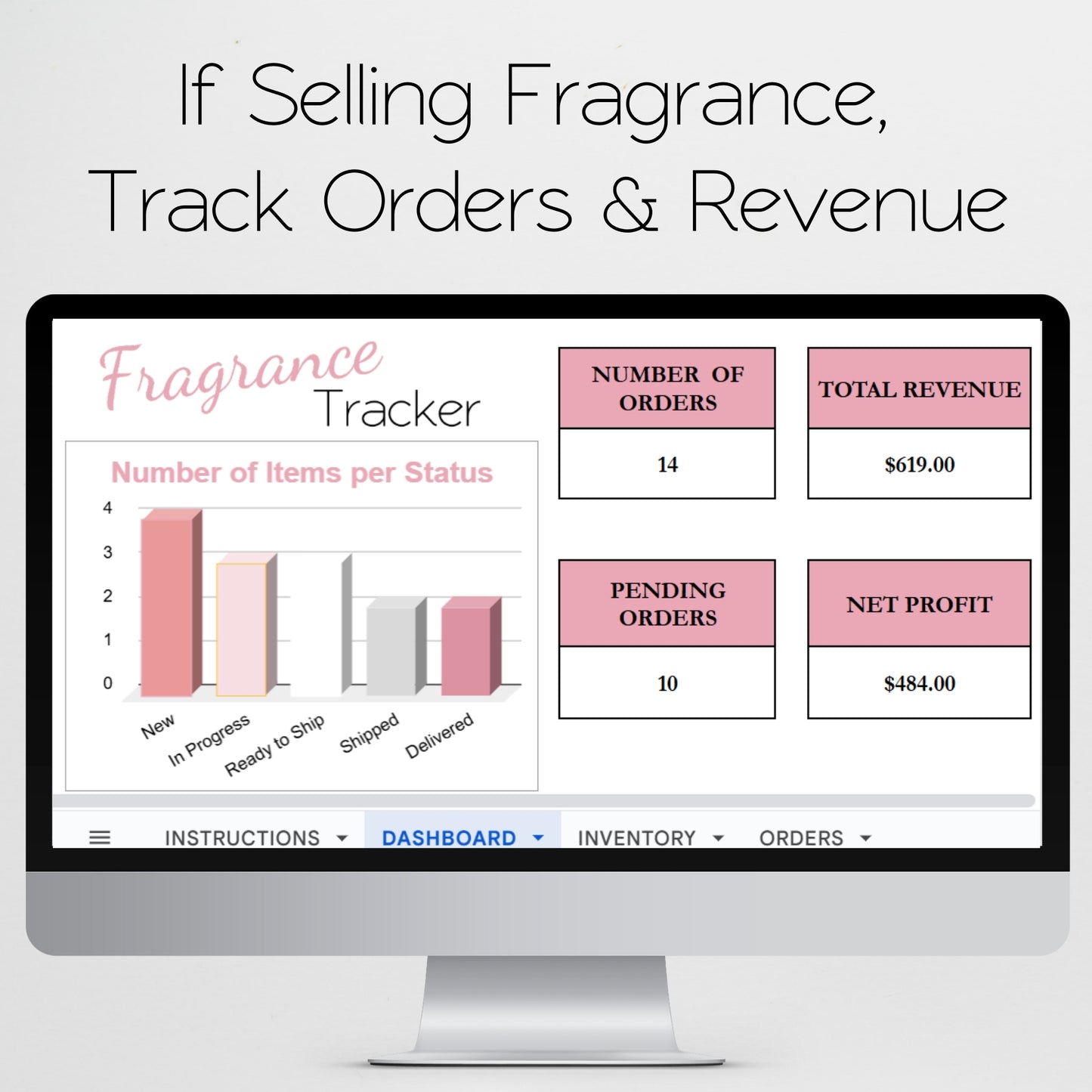 Fragrance Collection Tracker Template Inventory Tracking for Google Sheets and Excel Spreadsheet