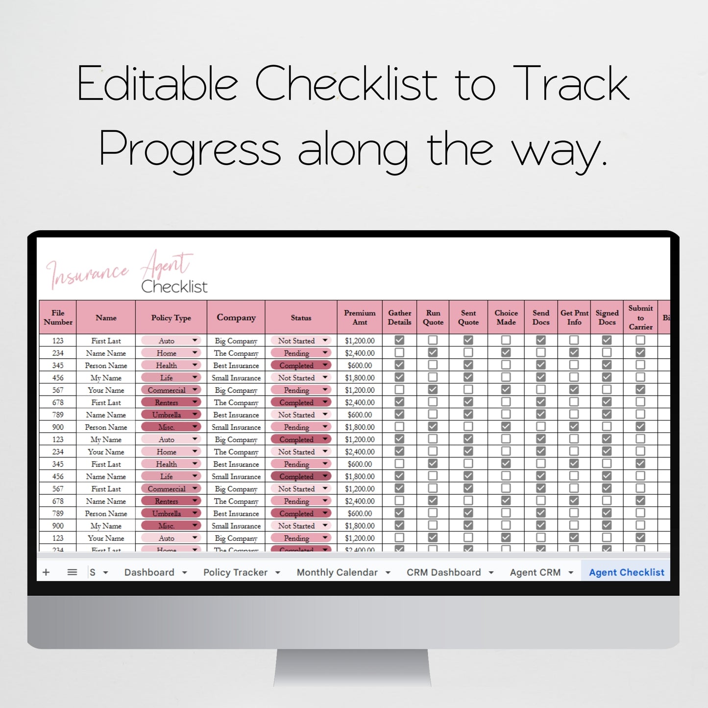 Insurance Agent Business Template Bundle Google Sheet and Excel Spreadsheet