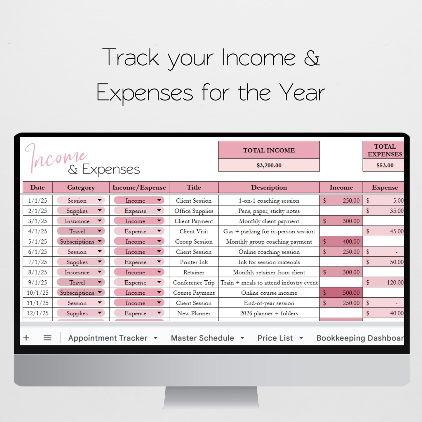 Coaching Business Template Bundle Google Sheet and Excel Spreadsheet