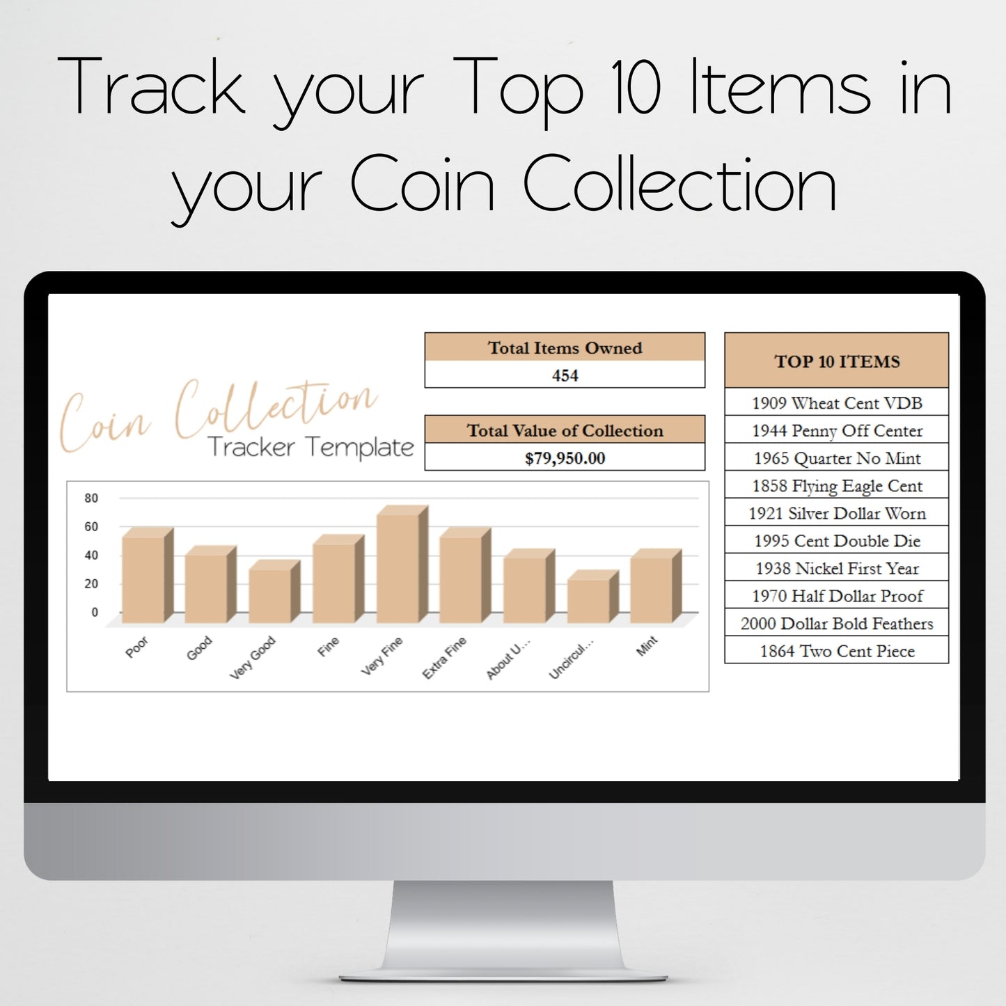 Coin Collection Inventory Spreadsheet Google Sheets and Excel Tracker