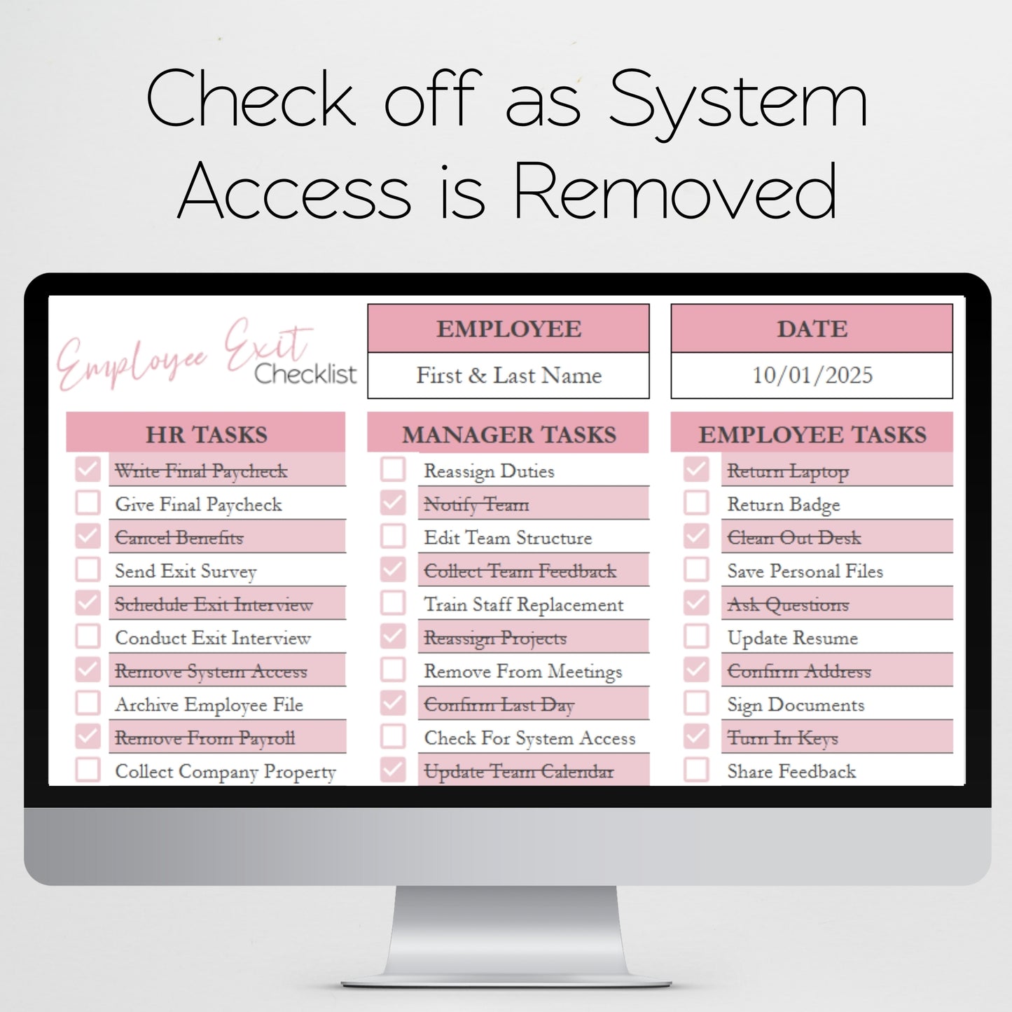 Employee Exit Checklist Template Google Sheets and Excel Spreadsheet