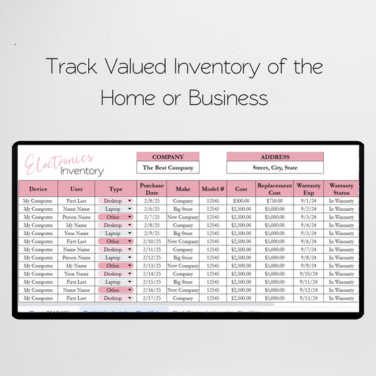 Electronics Inventory Tracker Template Google Sheets Excel Spreadsheet