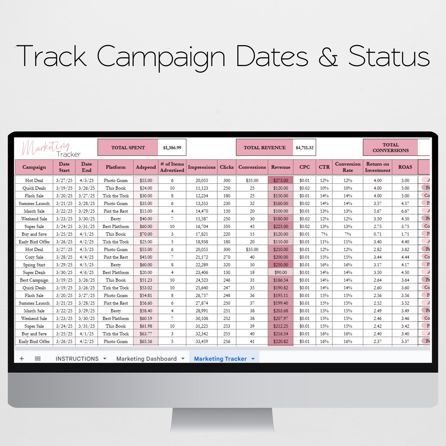 Marketing Campaign Tracker Template Google Sheets