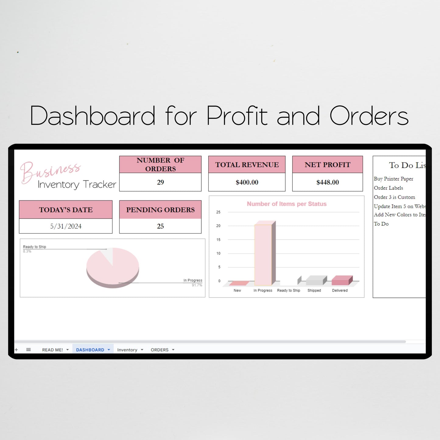 Business Inventory Tracker Google Sheets