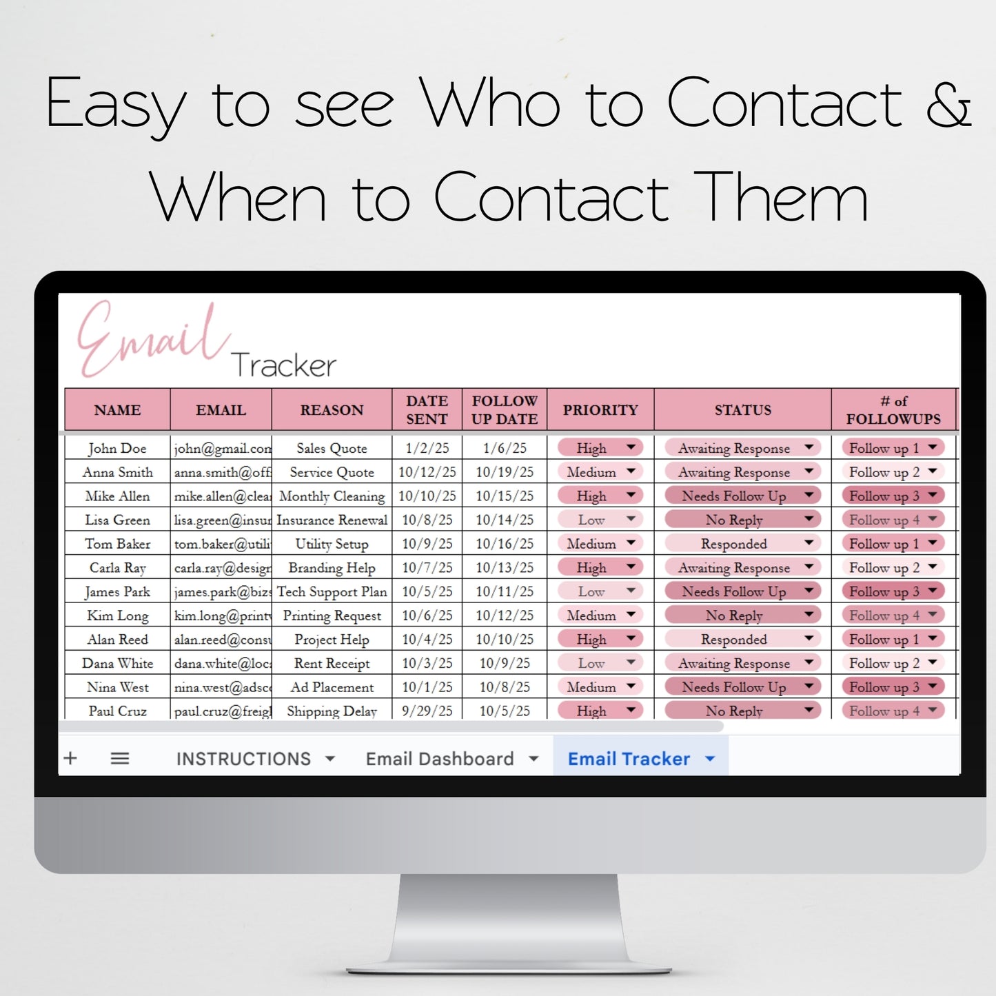 Email Tracker Spreadsheet Template Google Sheets and Excel Spreadsheet