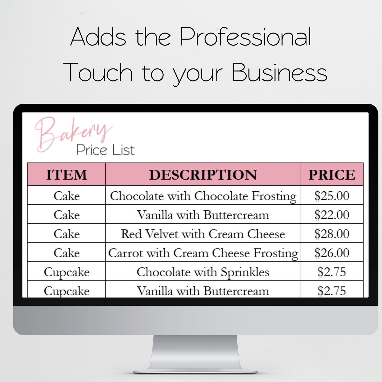 Bakery Price List Template Google Sheets and Excel Spreadsheet