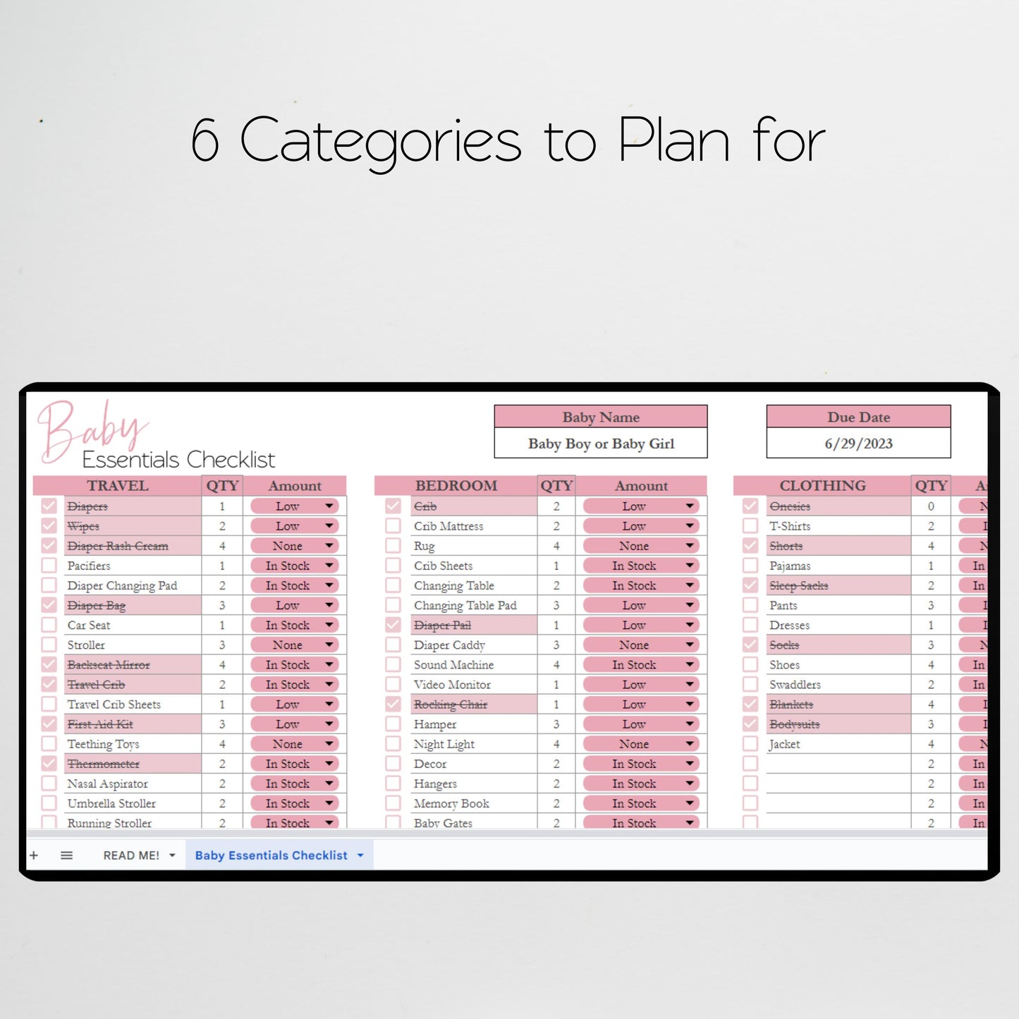 Baby Essentials Checklist Google Sheet
