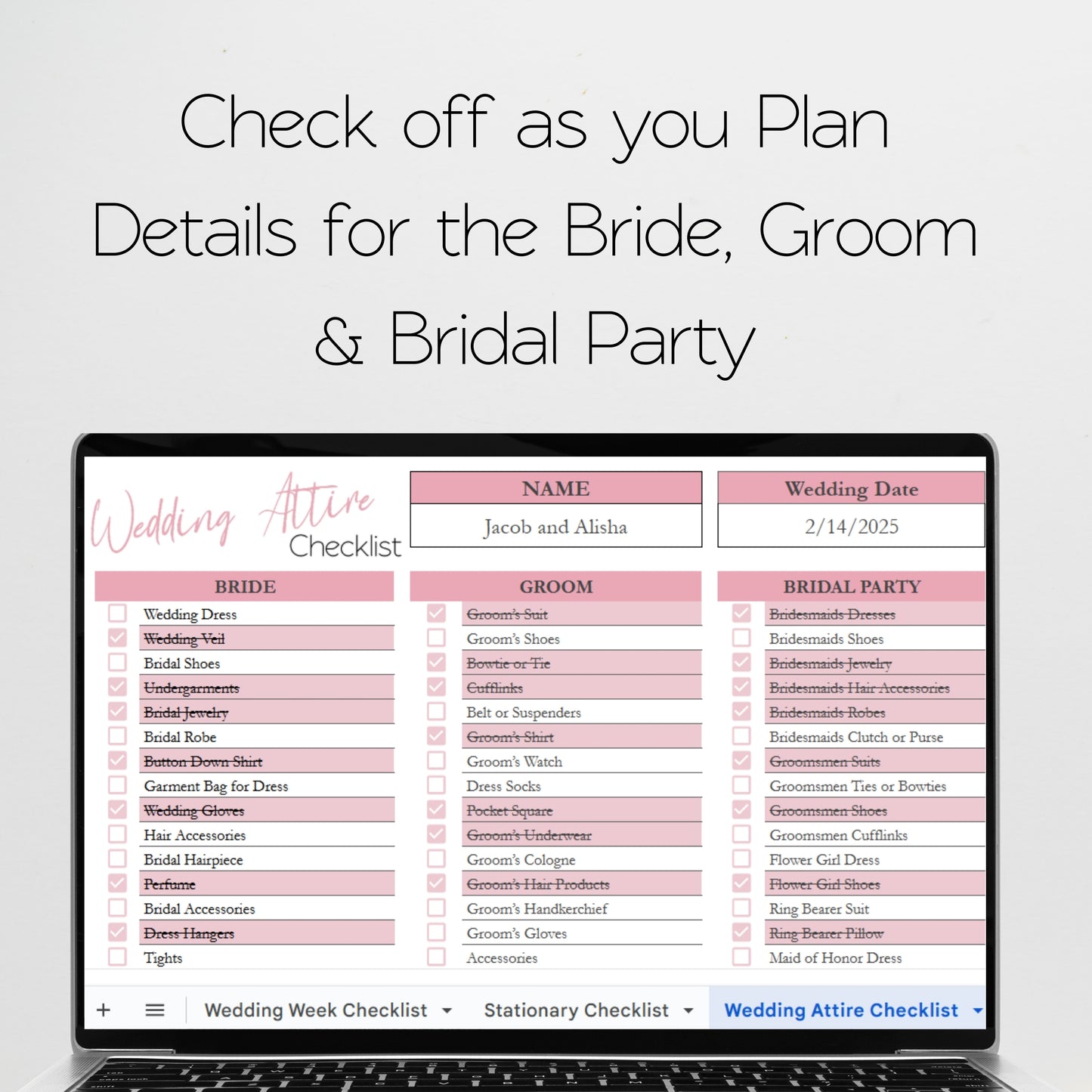 Wedding Checklist Template Google Sheets and Excel Spreadsheet