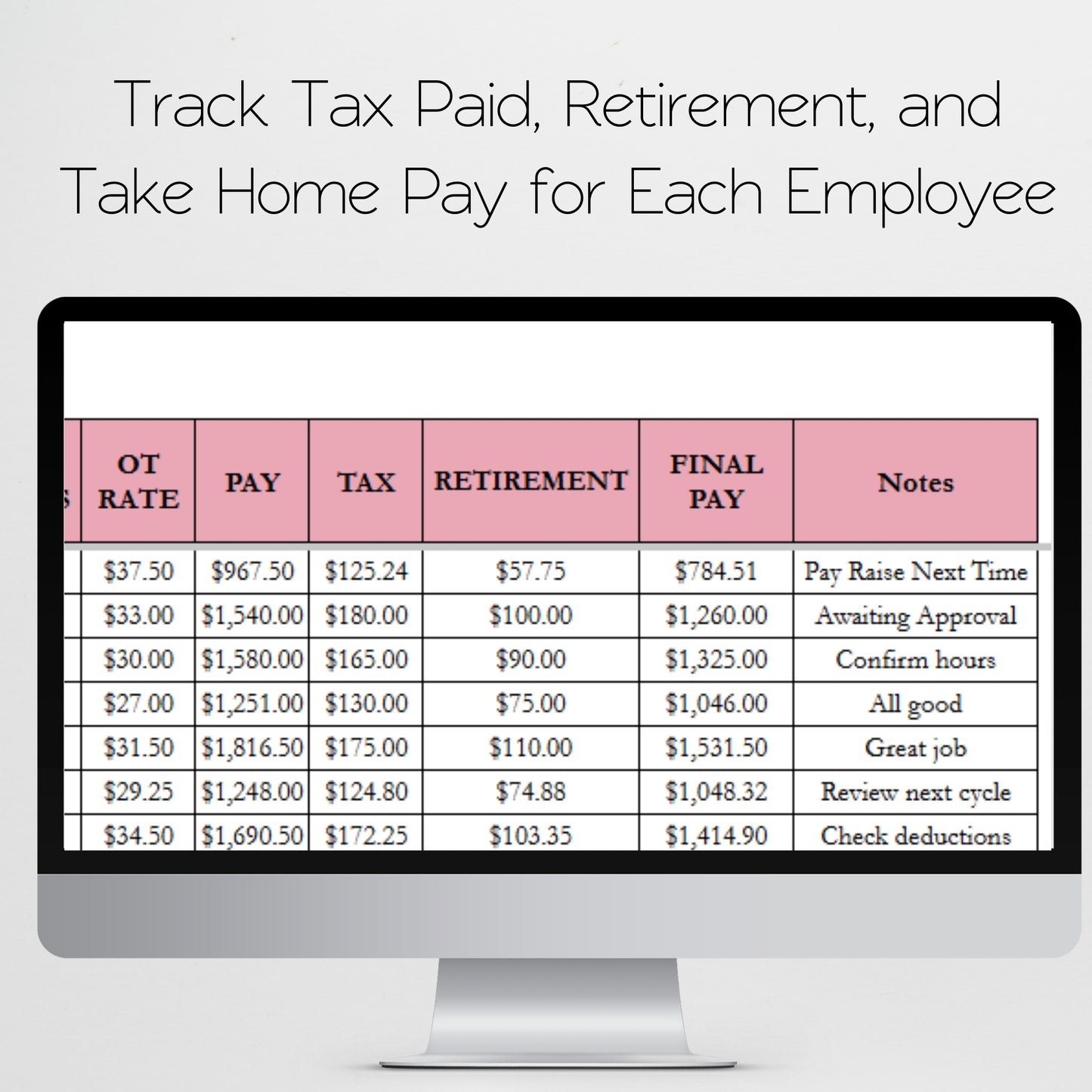 Payroll Tracker Template Google Sheets and Excel Spreadsheet