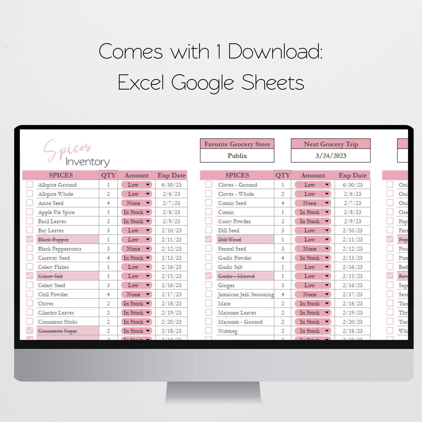 Food Inventory Checklist Bundle Google Sheet and Excel Spreadsheets