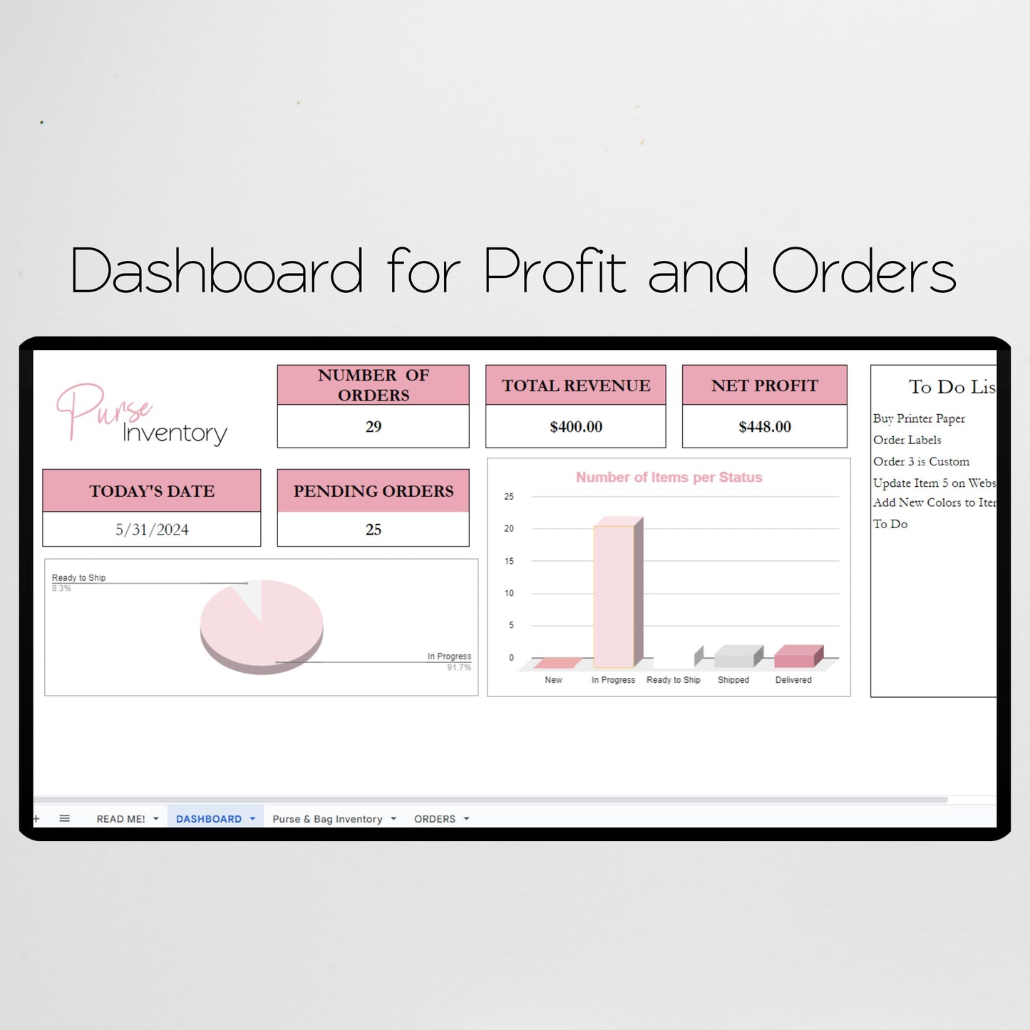 Purse Inventory Tracker Google Sheets