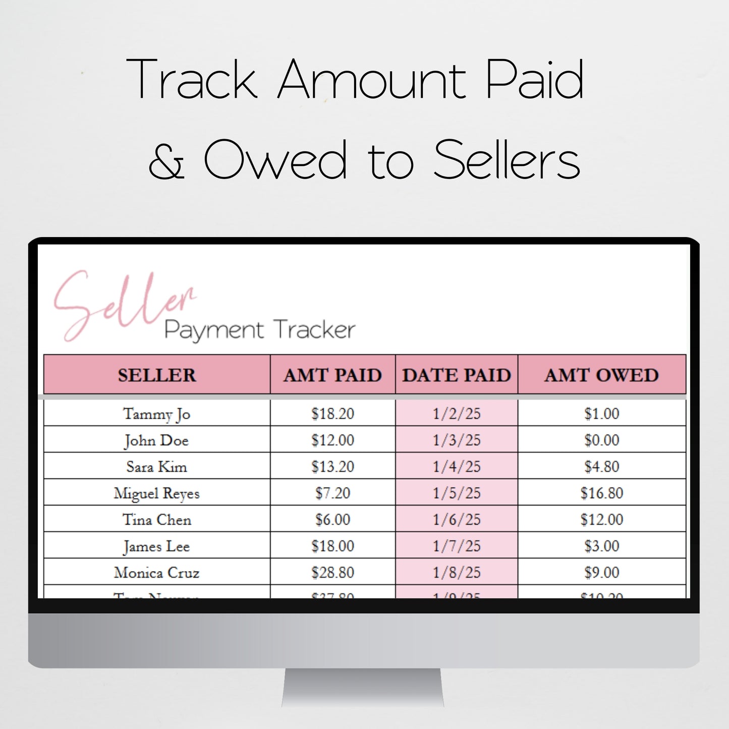 Consignment Inventory Tracker Template for Google Sheets and Excel Spreadsheet