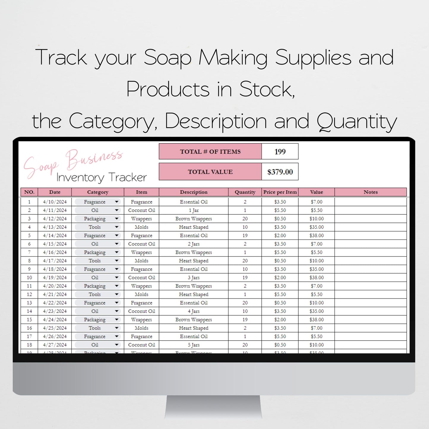 Soap Business Inventory Spreadsheet Google Sheets
