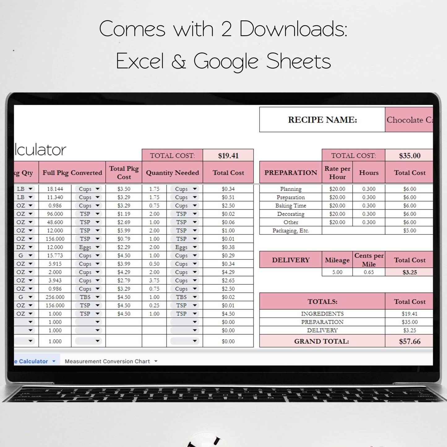 Recipe Calculator Google Sheet and Excel Spreadsheet