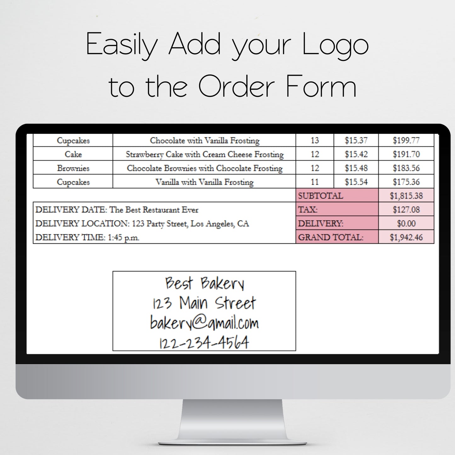 Bakery Order Form Template Google Sheets and Excel Spreadsheet