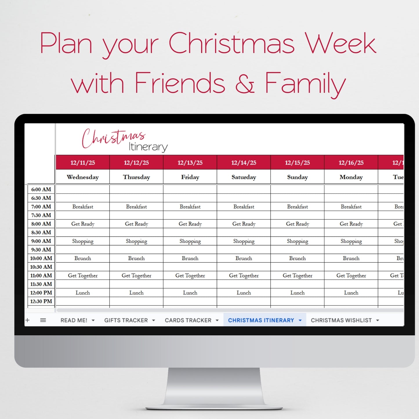 Christmas Gift Tracker Excel Spreadsheet, Holiday Budget Planner,