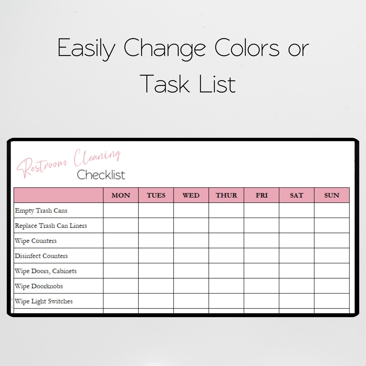 Bathroom Cleaning Checklist Google Sheets and Excel Spreadsheet