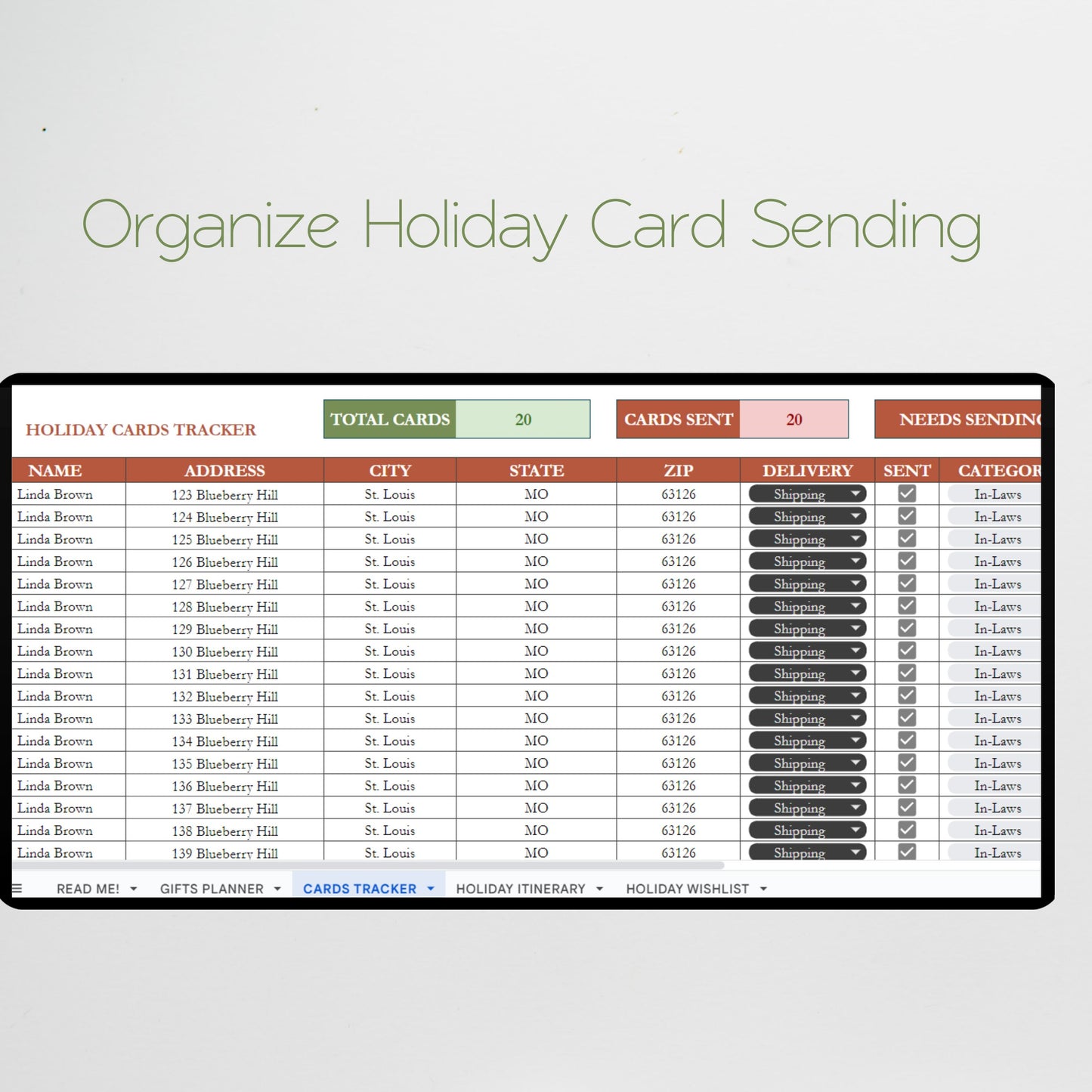 Holiday Gift Tracker Google Sheet, Christmas Planner Spreadsheet, Holiday Presents, Christmas Budget Sheet, Christmas Present Tracking