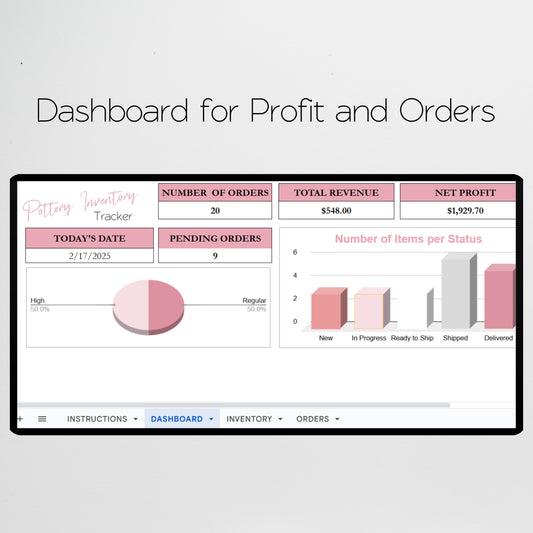 Pottery Inventory Tracker Template Google Sheet and Excel Spreadsheet