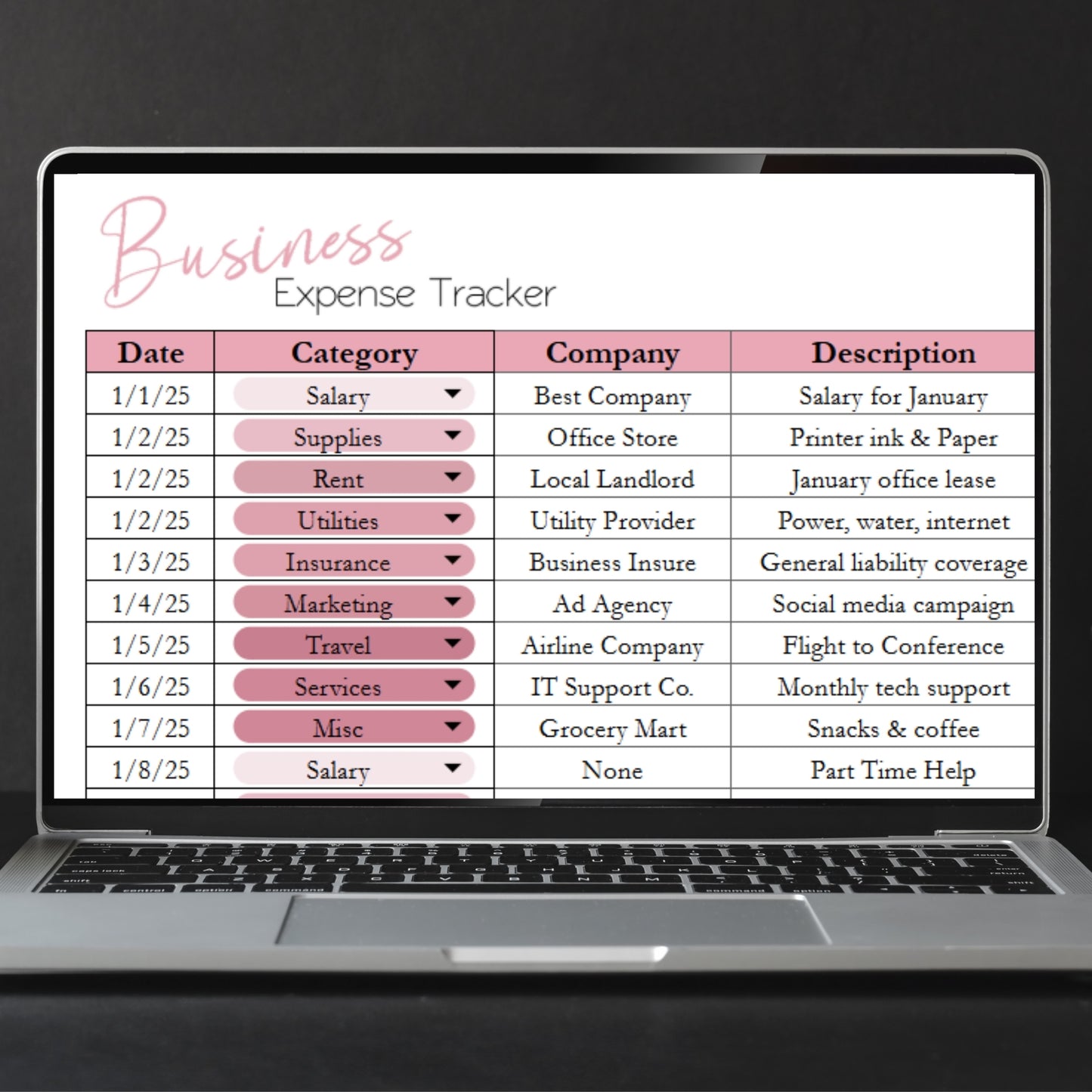 Business Expense Tracker Spreadsheet Template Google Sheets and Excel Spreadsheet