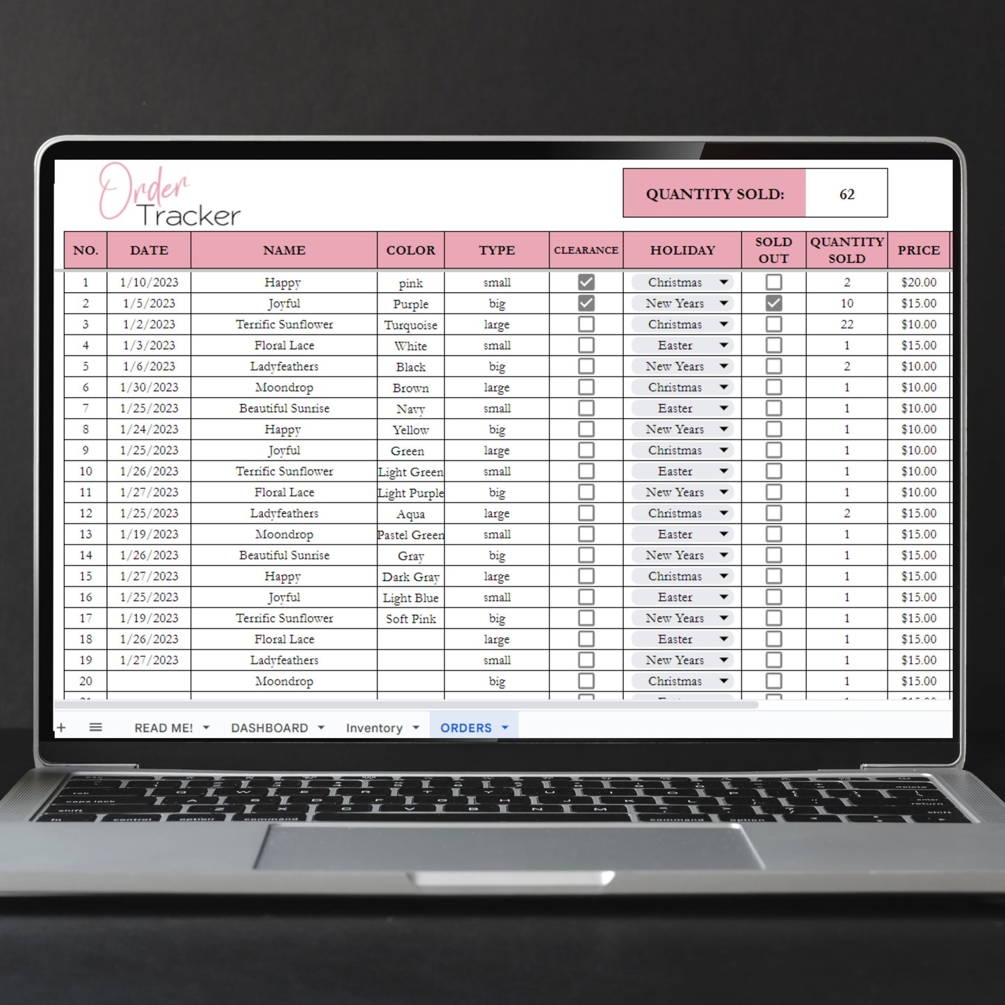 Business Inventory Tracker Google Sheets