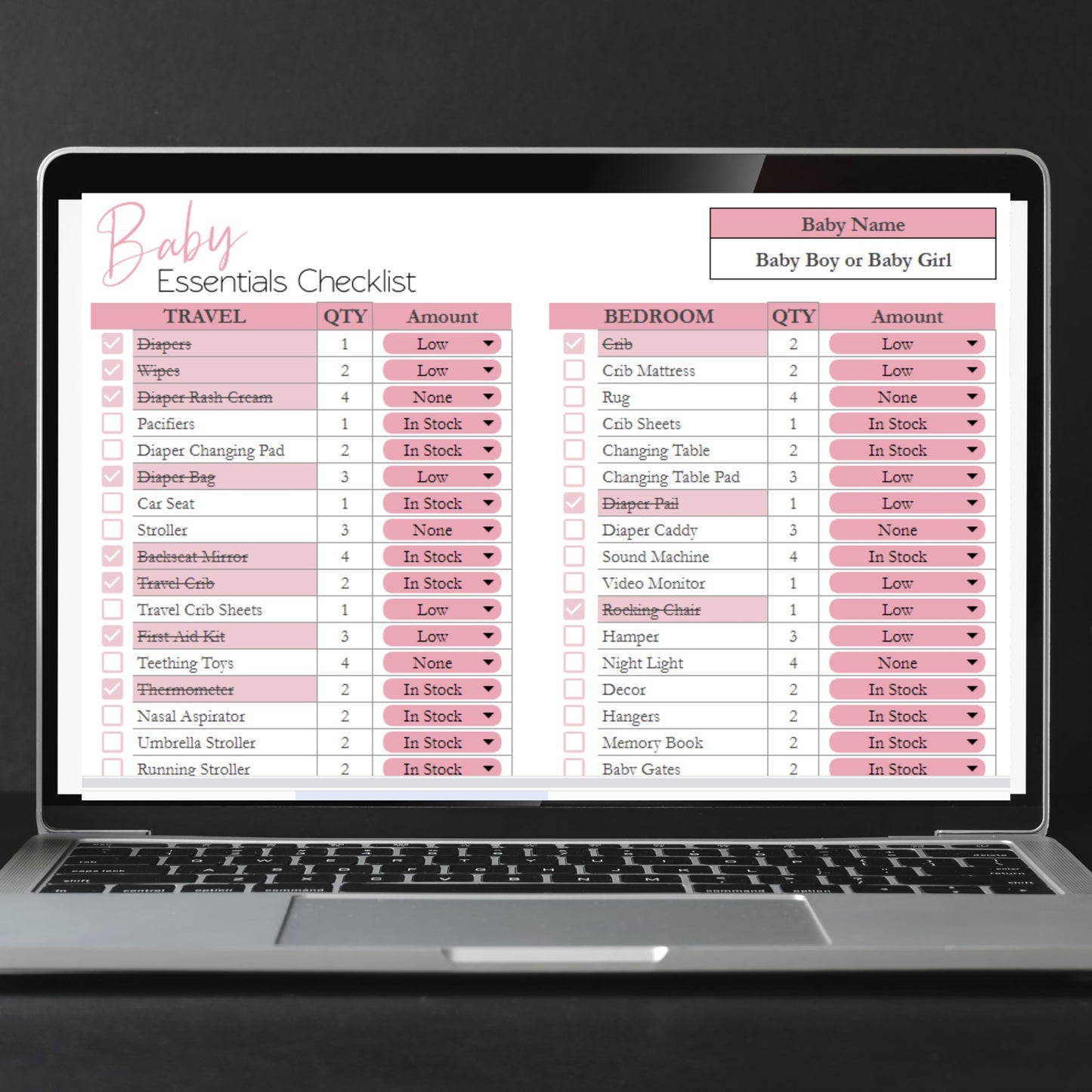 Baby Essentials Checklist Google Sheet