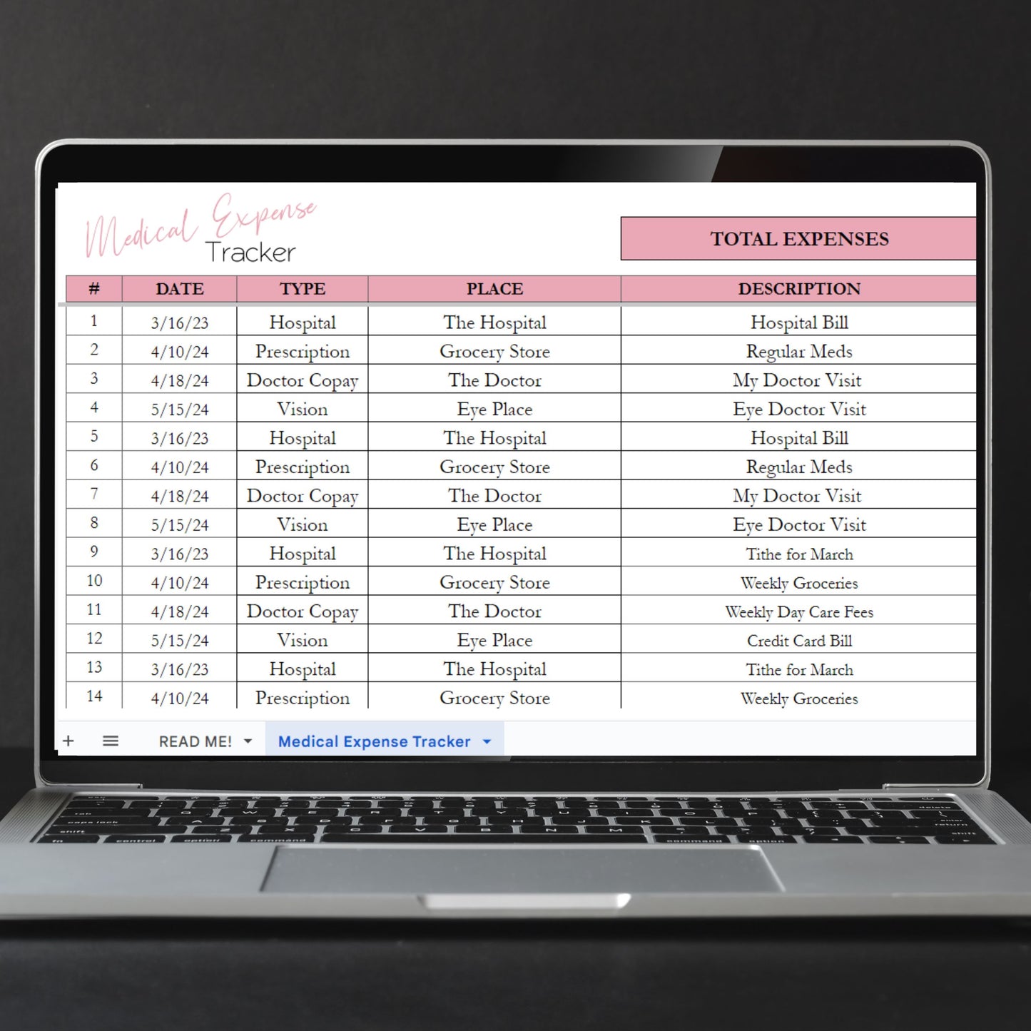 Medical expense Tracker Excel Spreadsheet Google Sheet