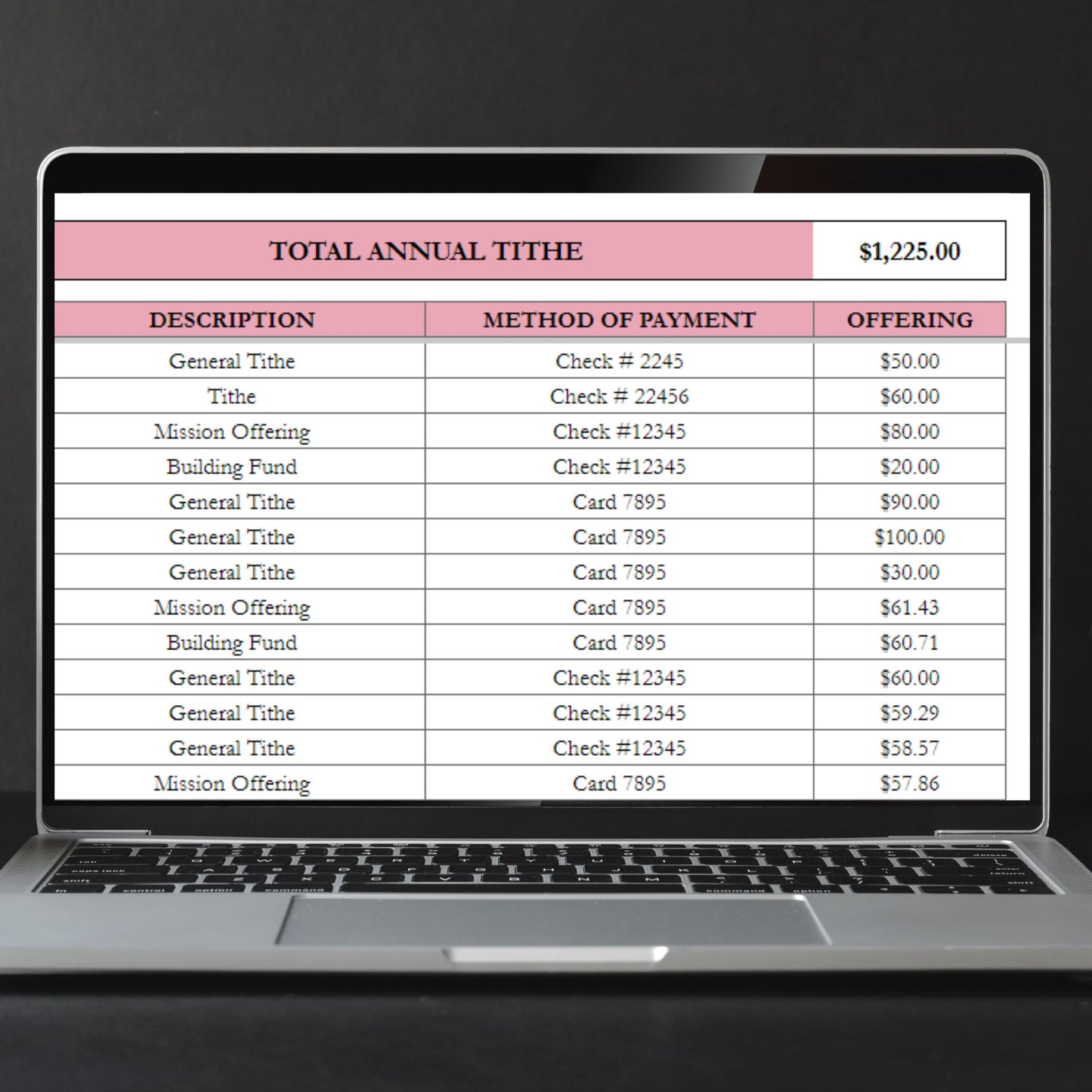 Tithe Tracker Google Sheet and Excel Spreadsheet