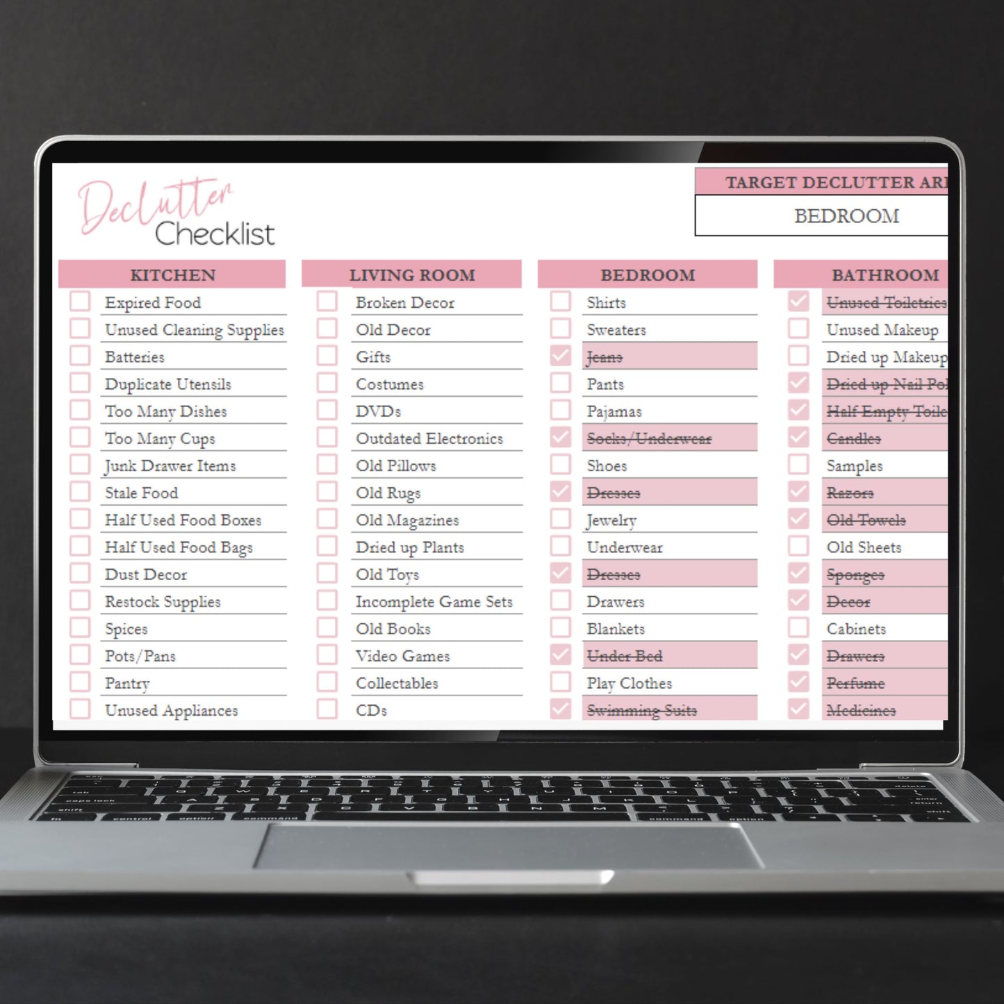 Declutter Checklist Google Sheet