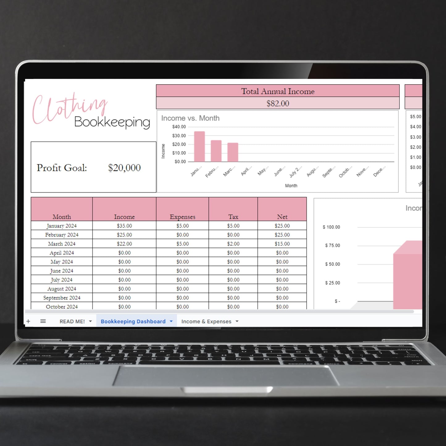 Clothing Bookkeeping Template Google Sheets Excel Spreadsheet