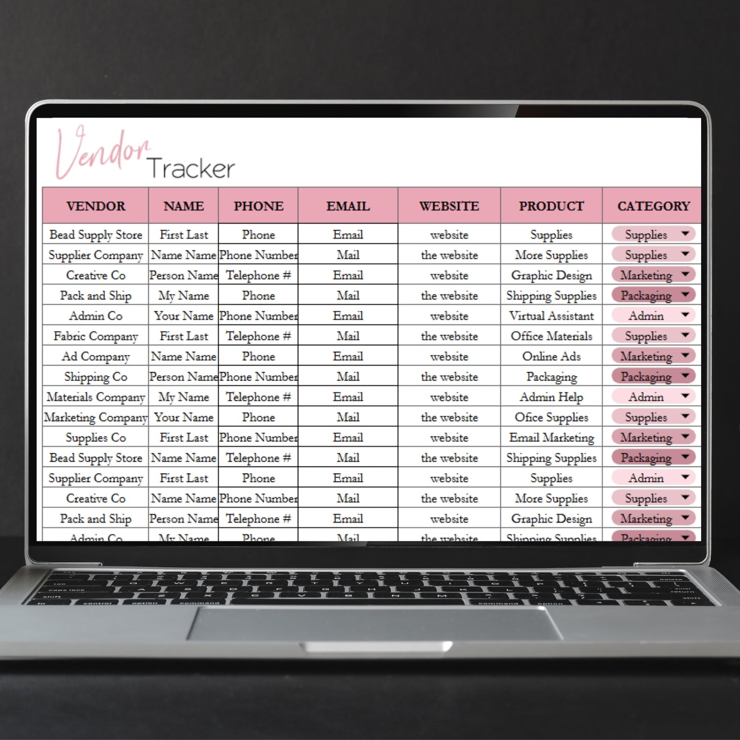 Vendor Tracker Template Google Sheets and Excel Spreadsheet