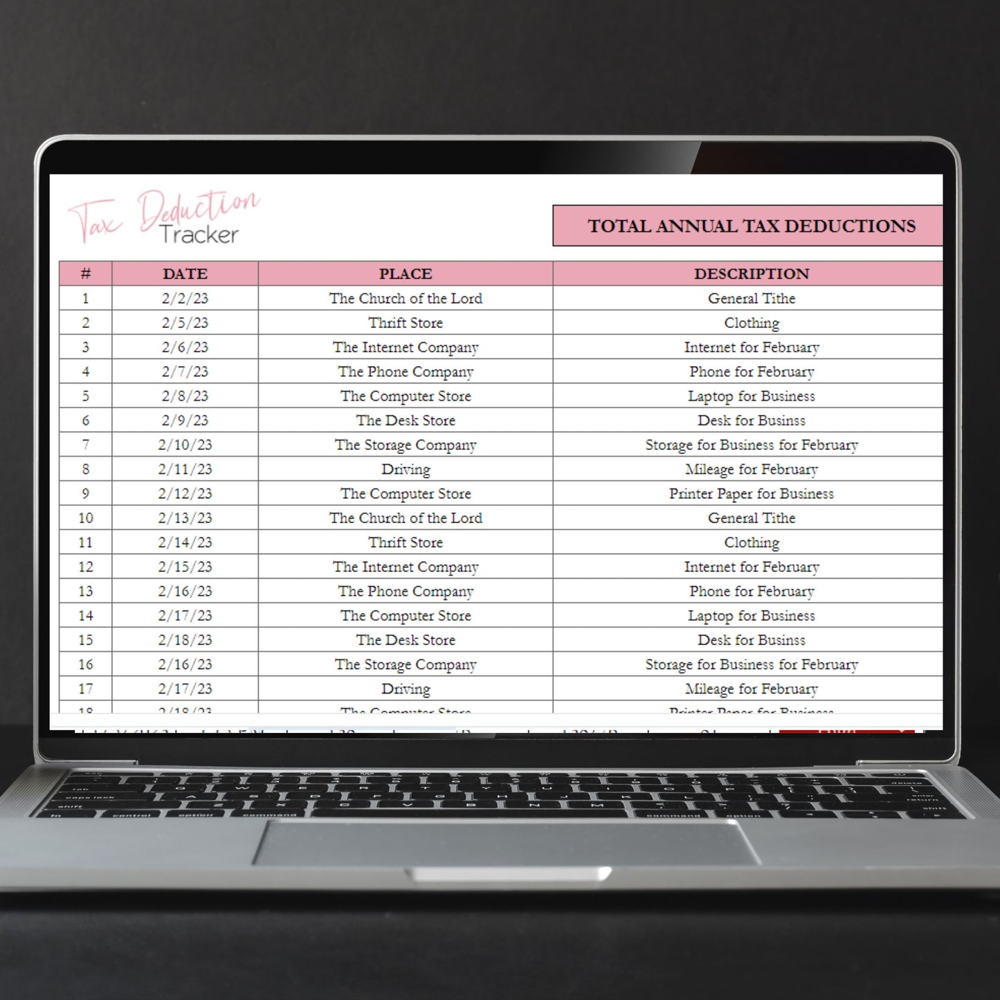 Tax Deduction Google Sheet and Excel Spreadsheet
