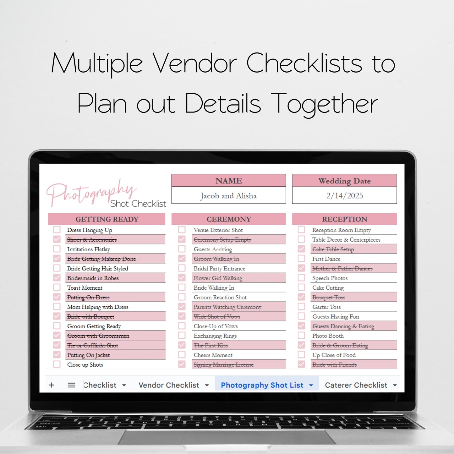 Wedding Checklist Template Google Sheets and Excel Spreadsheet